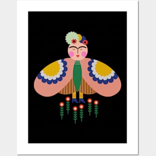 Cute Colorful feminist Frida kahlo butterfly summer flowers Posters and Art